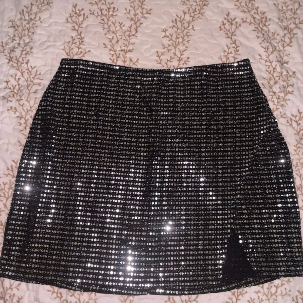 Windsor Black and Silver Sequin Sparkly Shiny Mini Skirt party NYE going out